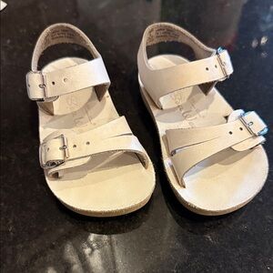 Saltwater White Buckle Sandals